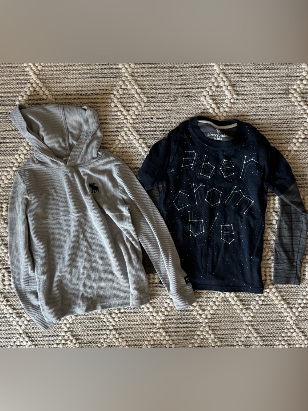 abercrombie kids gray waffle hoodie and galaxy tee